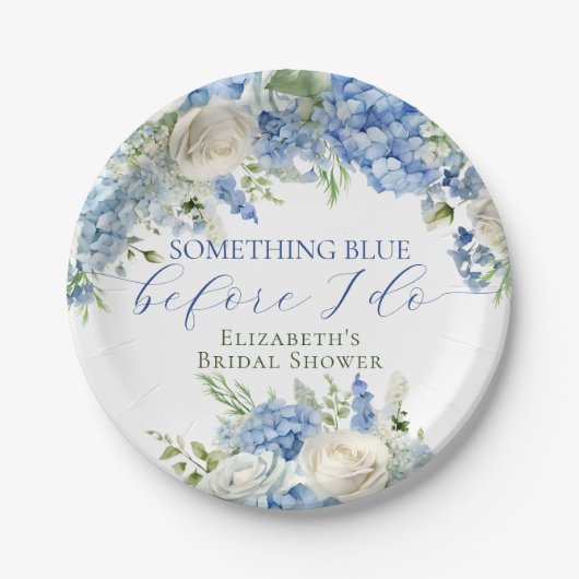 Elegantes Blue Hydrangea Brautparty Pappteller (Vorderseite)