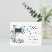 Elegantes Blue Hydrangea Brautparty per Mail Postkarte (Stehend Vorderseite)