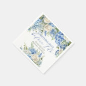Elegantes Blue Hydrangea Brautparty Serviette (Ecke)