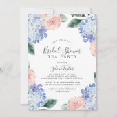 Elegantes Blue Hydrangea Brautparty Tea Party Einladung (Vorderseite)
