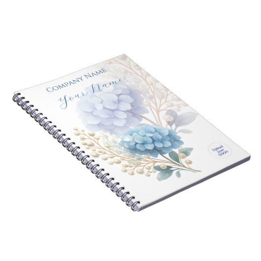 Elegantes Blue Hydrangea Firmenlogo Notizblock (Rechte Seite)