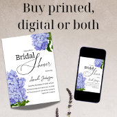 Elegantes Blue Hydrangea Floral Brautparty Einladung