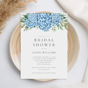 Elegantes Blue Hydrangea Floral Brautparty Einladung