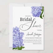 Elegantes Blue Hydrangea Floral Brautparty Einladung (Vorderseite)