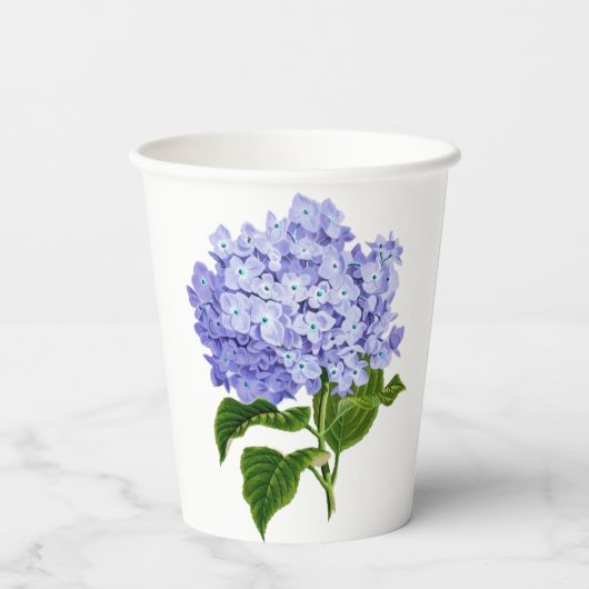 Elegantes Blue Hydrangea Floral Brautparty Pappbecher (Rückseite)