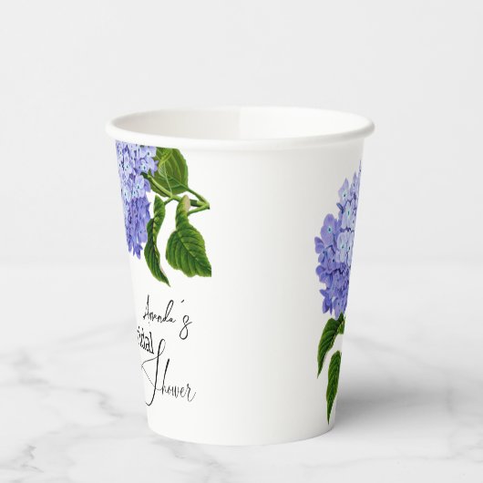 Elegantes Blue Hydrangea Floral Brautparty Pappbecher (Links)