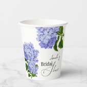Elegantes Blue Hydrangea Floral Brautparty Pappbecher (Vorderseite)