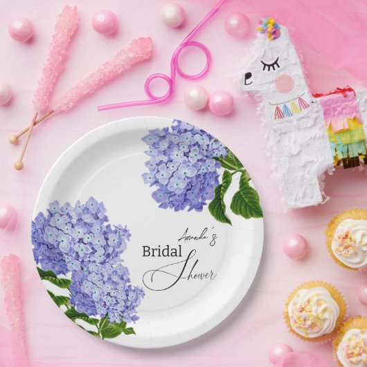 Elegantes Blue Hydrangea Floral Brautparty Pappteller (Party)