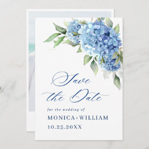 Elegantes Blue Hydrangea Floral Wedding Foto Save The Date