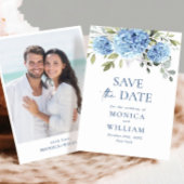 Elegantes Blue Hydrangea Floral Wedding Foto Save The Date