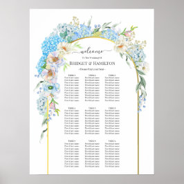Elegantes Blue Hydrangea Hochzeitsdiagramm Poster