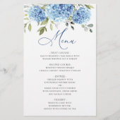 Elegantes Blue Hydrangea Hochzeitsmenü (Vorderseite)