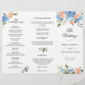 Elegantes Blue Hydrangea Hochzeitsprogramm (Vorderseite)