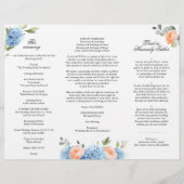 Elegantes Blue Hydrangea Hochzeitsprogramm (Rückseite)