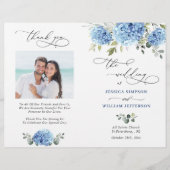 Elegantes Blue Hydrangea Hochzeitsprogramm (Vorderseite)