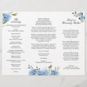 Elegantes Blue Hydrangea Hochzeitsprogramm (Rückseite)