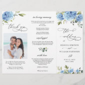 Elegantes Blue Hydrangea Hochzeitsprogramm (Vorderseite)
