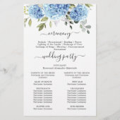 Elegantes Blue Hydrangea Hochzeitsprogramm (Rückseite)