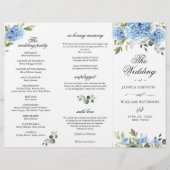 Elegantes Blue Hydrangea Hochzeitsprogramm (Vorderseite)