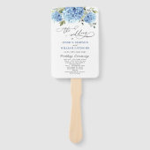 Elegantes Blue Hydrangea Hochzeitsprogramm Fächer (Vorderseite)