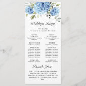 Elegantes Blue Hydrangea Hochzeitsprogramm Programm (Rückseite)