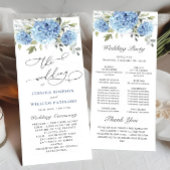 Elegantes Blue Hydrangea Hochzeitsprogramm Programm