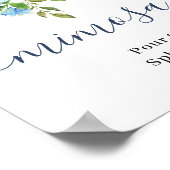 Elegantes Blue Hydrangea Mimosa Bar Wedding Sign Poster (Ecke)