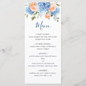 Elegantes Blue Hydrangea Rosa Blush Rose Hochzeit Menükarte (Vorderseite)