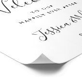 Elegantes Blue Hydrangea Rosa Blush Rose Hochzeit Poster (Ecke)