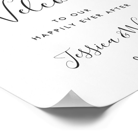 Elegantes Blue Hydrangea Rosa Blush Rose Hochzeit Poster (Ecke)