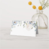 Elegantes Blue Hydrangea & Rose Hochzeiten Platzkarte (Vorderseite)