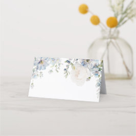 Elegantes Blue Hydrangea & Rose Hochzeiten Platzkarte