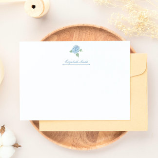 Elegantes Blue Hydrangea Wasserfarbe Personalisier Mitteilungskarte