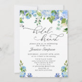 Elegantes Blue Hydrangea Watercolor Bridal Brunch Einladung (Vorderseite)