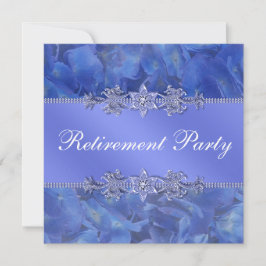 Elegantes Blue Hydrangea Womans Retirement Party Einladung