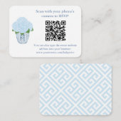 Elegantes Blue Hydrangeas QR Code Brautparty UAWG Begleitkarte (Vorne/Hinten)