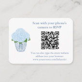 Elegantes Blue Hydrangeas QR Code Brautparty UAWG Begleitkarte (Vorderseite)