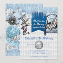Elegantes Blue Ice Alice im Wunderland Party