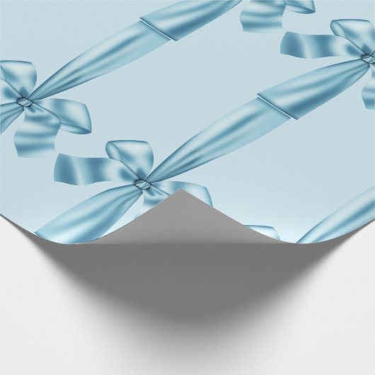 Elegantes Blue Imitats Satin Ribbon Bow Wrapping P Geschenkpapier (Ecke)
