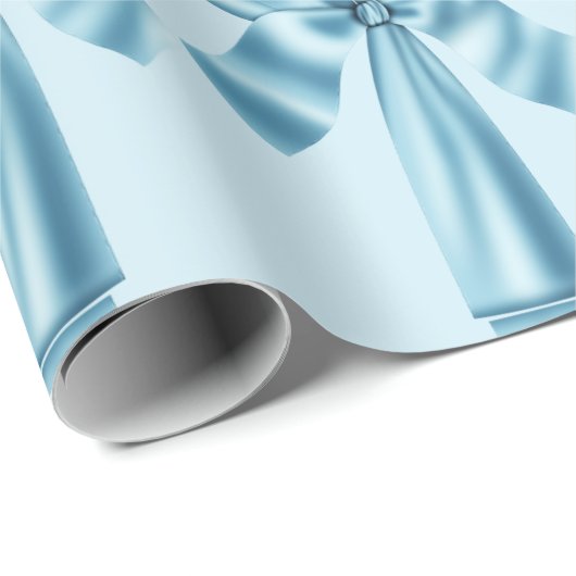 Elegantes Blue Imitats Satin Ribbon Bow Wrapping P Geschenkpapier (Rolleneckpunkt)