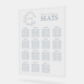 Elegantes Blue Leafy Wappen Monogram Wedding Seati Acrylschild (Winkel)