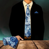 Elegantes Blue Light Reflection Monogramm Krawatte