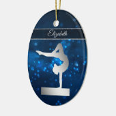 Elegantes Blue Lights Silver Balance Beam Gymnast Keramik Ornament (Links)