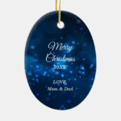 Elegantes Blue Lights Silver Balance Beam Gymnast Keramik Ornament (Hinten)