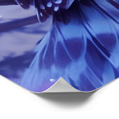 Elegantes Blue Lila Magical Owl Comic Kunst Poster (Ecke)