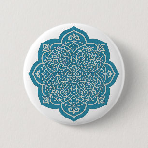 Elegantes Blue Mandala Button Button - Intricate F
