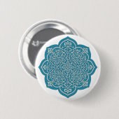 Elegantes Blue Mandala Button Button - Intricate F (Vorne & Hinten)