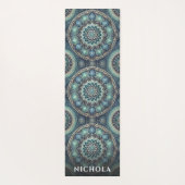 Elegantes Blue Mandala Muster Personalisiert Yogamatte (Rückseite)