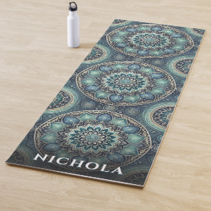 Elegantes Blue Mandala Muster Personalisiert Yogamatte