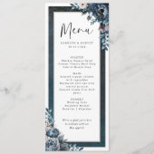 Elegantes Blue Marble Wedding Menu Menükarte (Vorderseite)